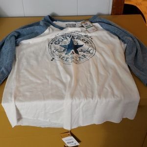 Converse womens t-shirt new cream and blue